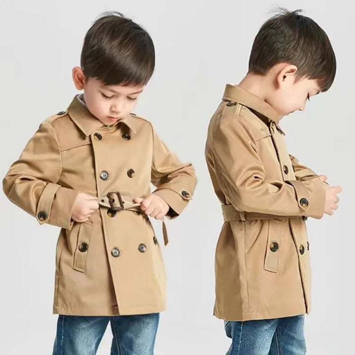 Spring Autumn Children Parka Trench Coats For Boy Fashion Kids Windbreaker Boy Jacket Waistband Teenager 12 Years Boy Outerwear