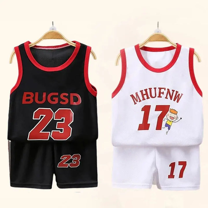 Children's Sets Summer Children Sleeveless T-shirt Shorts Set Quick-drying Outdoor Tank Top Shorts Sets Boys Sport Basketball Tr