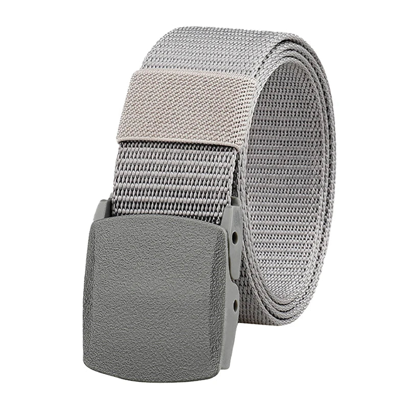 Metal Free Nylon Belt, MEN'S Tactical Woven Plastic Buckle Belt, Outdoor Versatile Perforated Canvas Nylon Belt