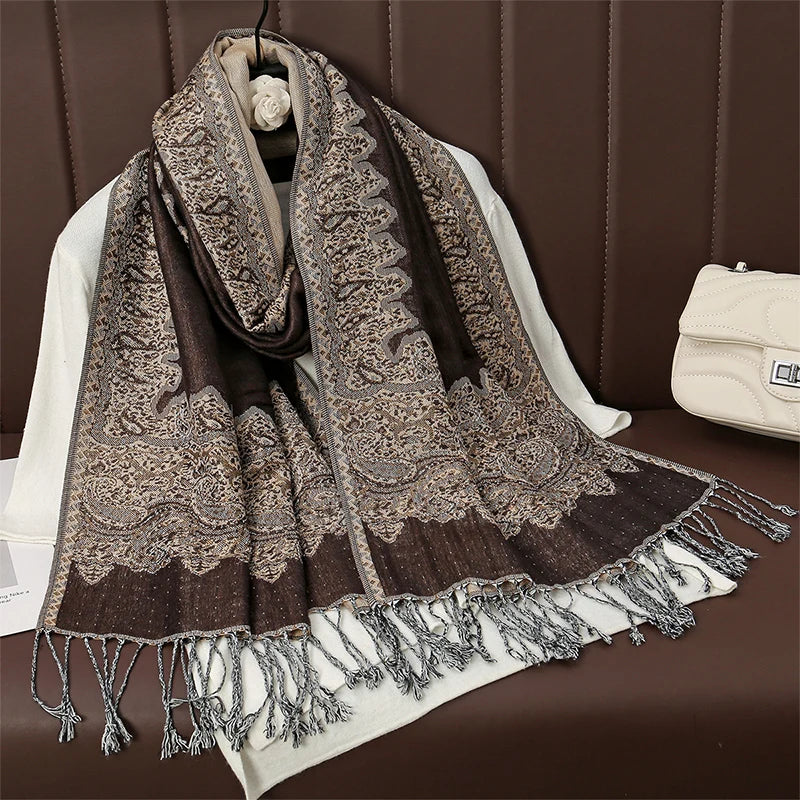 Luxury Brand Autumn Cashmere Pashmina Shawl Lady Wrap Warm Winter Scarves Design Print Female Foulard Cotton Stoles Scarf 2025