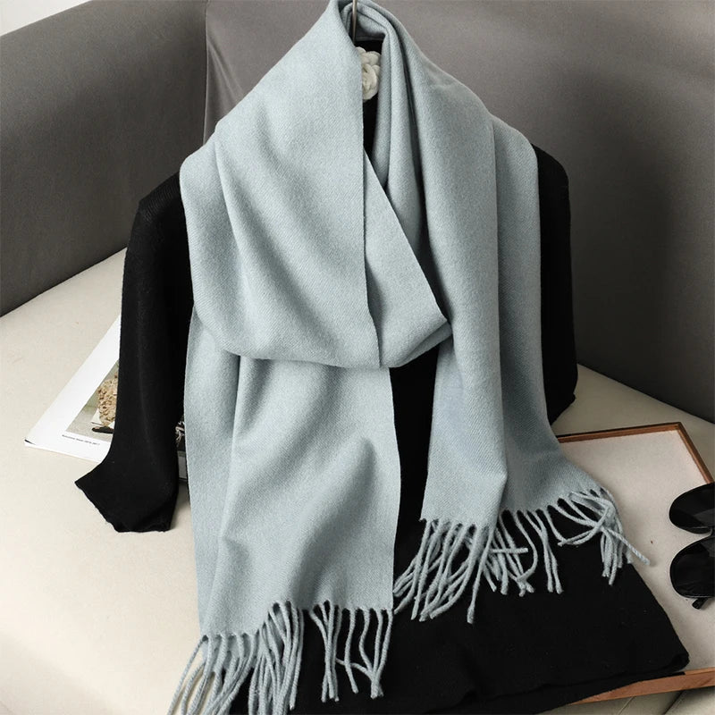 New 62 Color Winter Scarf For Women Long Warm Cashmere Scarves Hijab Solid Lady Shawl Wrap Female Pashmina Bandana Head Scarfs