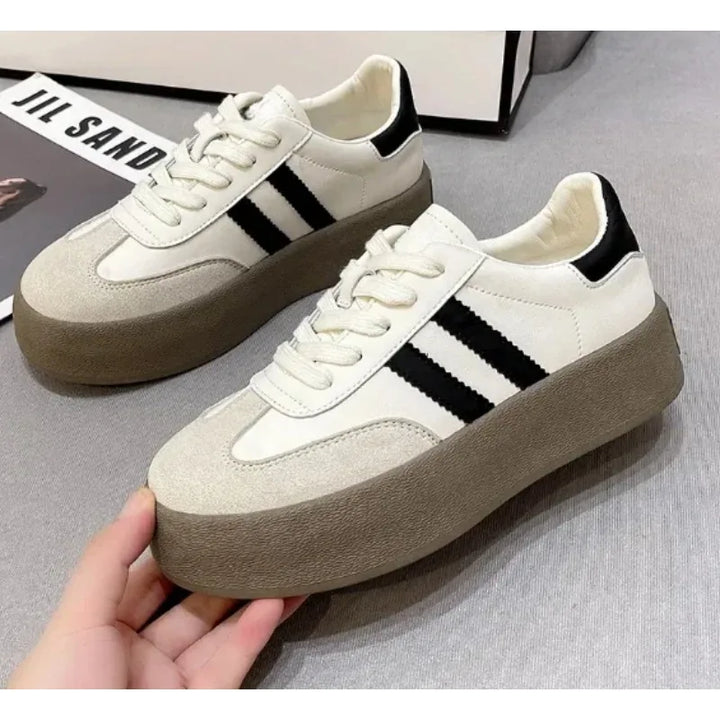 Sports Shoes Thick Sole Casual Board Shoes Women Cowhide Everything Soft Sole Inside Increase De Training Shoes Platform Shoes