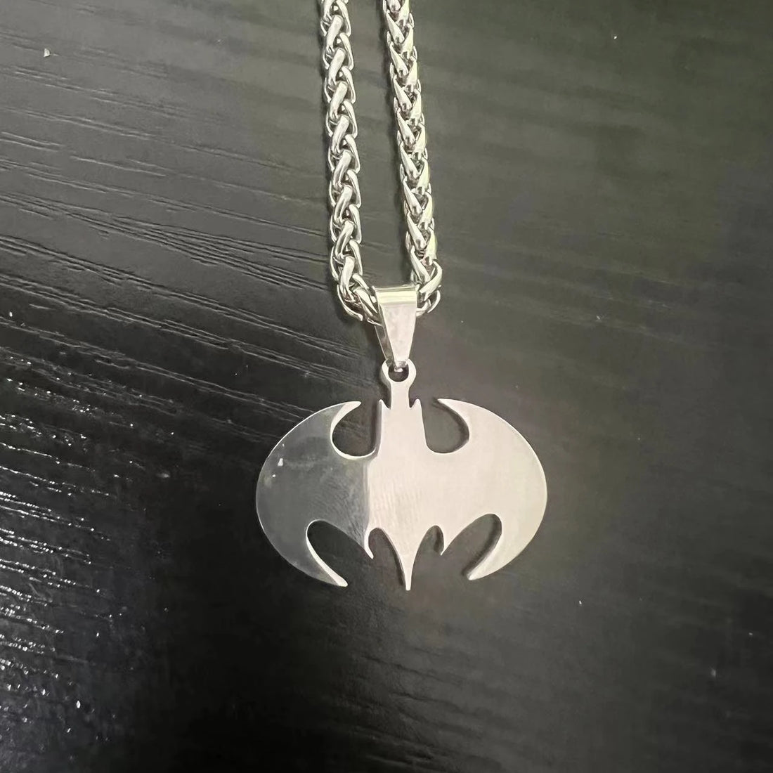 HNSP Bat Flash Stainless Steel Pendant Chain Necklace For Men Jewelry Boy Anime Accessories Gift