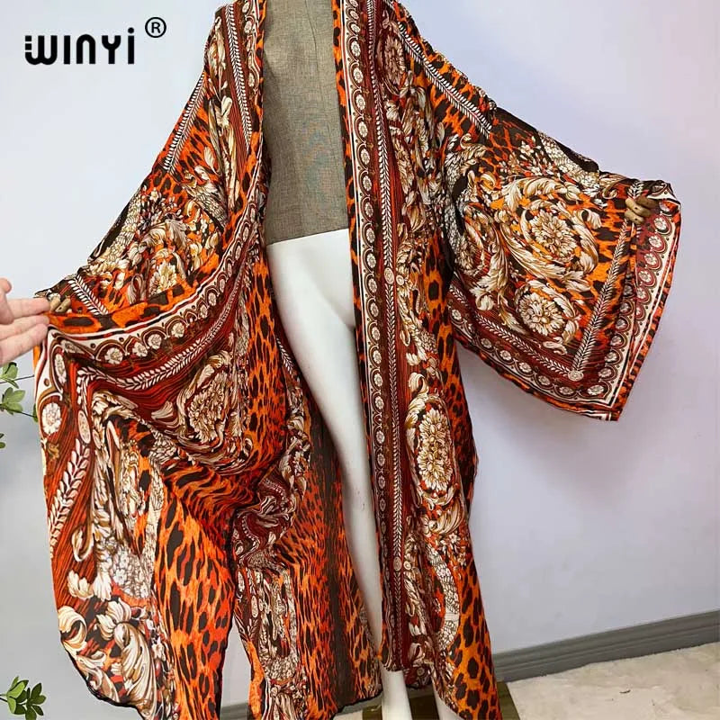 vestido longo Women Cardigan robe Cocktail sexcy Boho Maxi African Holiday Batwing Sleeve Silk Robe