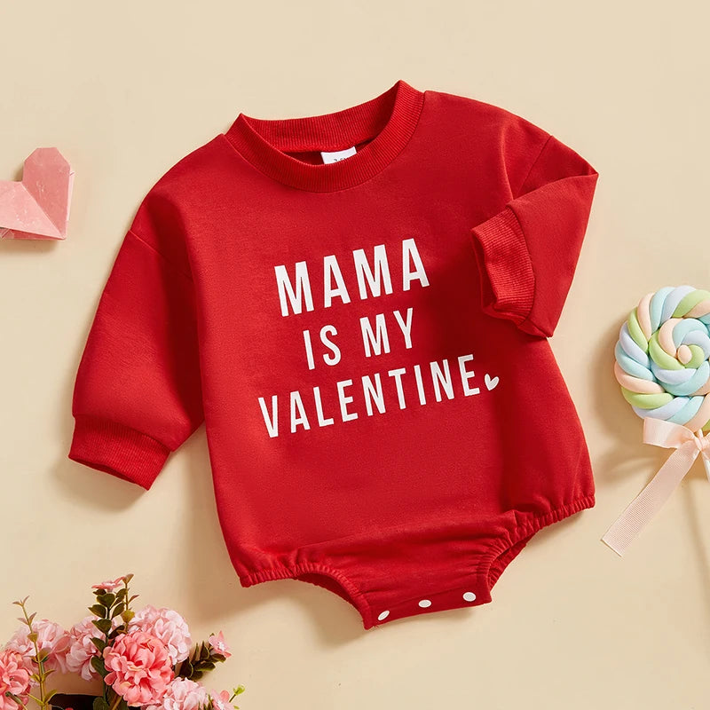 Baby Boy Valentine s Day Romper Casual Letter Print Long Sleeve Jumpsuit for Infant Toddler Cute Outfit