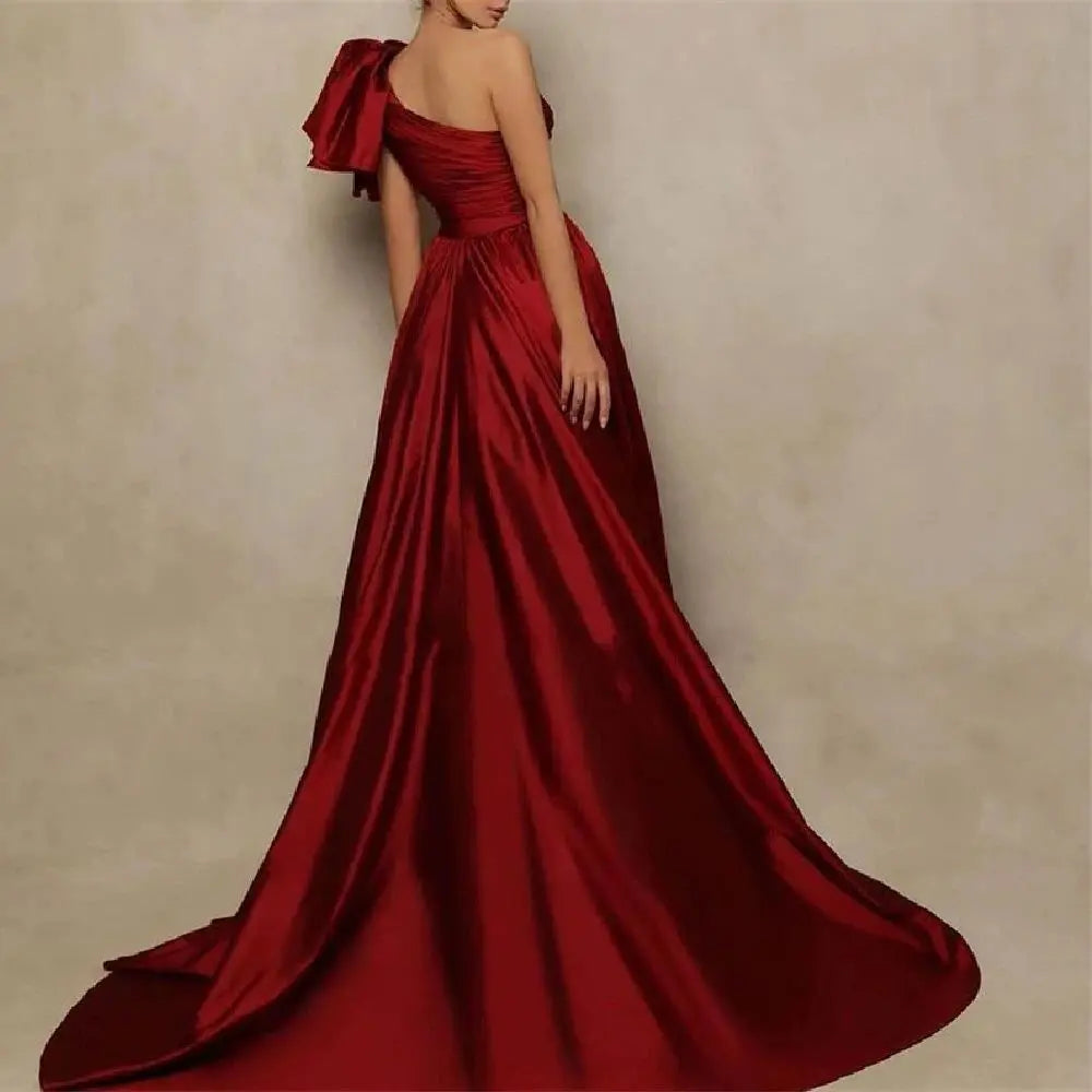 Elegant Formal Evening Dresses One Shoulder Long Woman Customized Prom Gowns 2025 Sexy Side High Split Satin Vestido De Noche