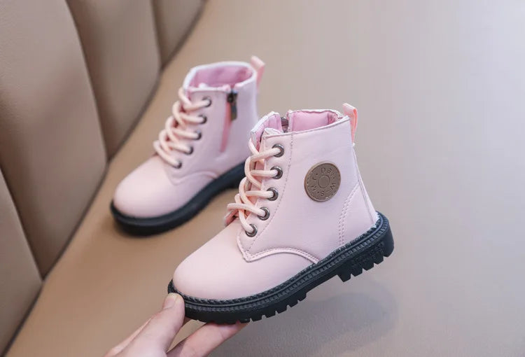 Four Seasons Child Shoes Short Ankle Snow Boots Kid Sports Boot Boy Girl Shoe Fashion Soft PU Leather Warm Toddlers Big Kid Boot