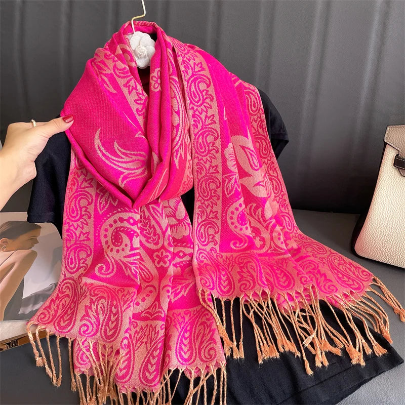 Luxury Brand Autumn Cashmere Pashmina Shawl Lady Wrap Warm Winter Scarves Design Print Female Foulard Cotton Stoles Scarf 2025