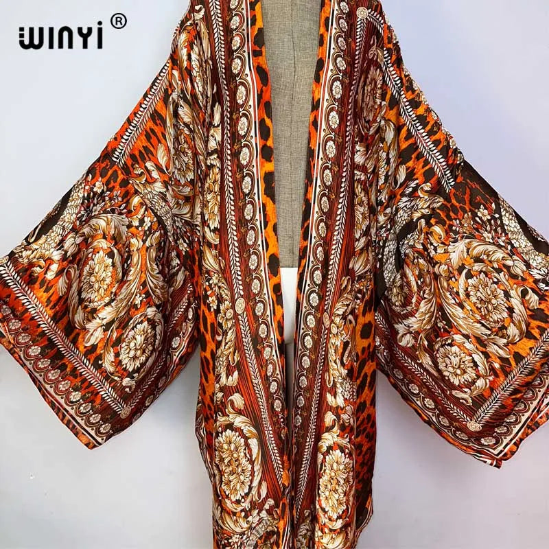 vestido longo Women Cardigan robe Cocktail sexcy Boho Maxi African Holiday Batwing Sleeve Silk Robe