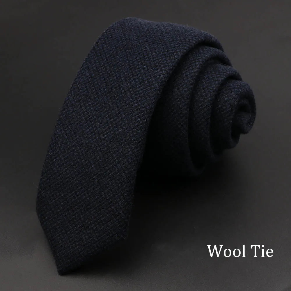 Original High Quality Solid Cotton Handmade Wool Ties Men Necktie Striped Narrow Collar Slim Cashmere Casual Tie Accessories