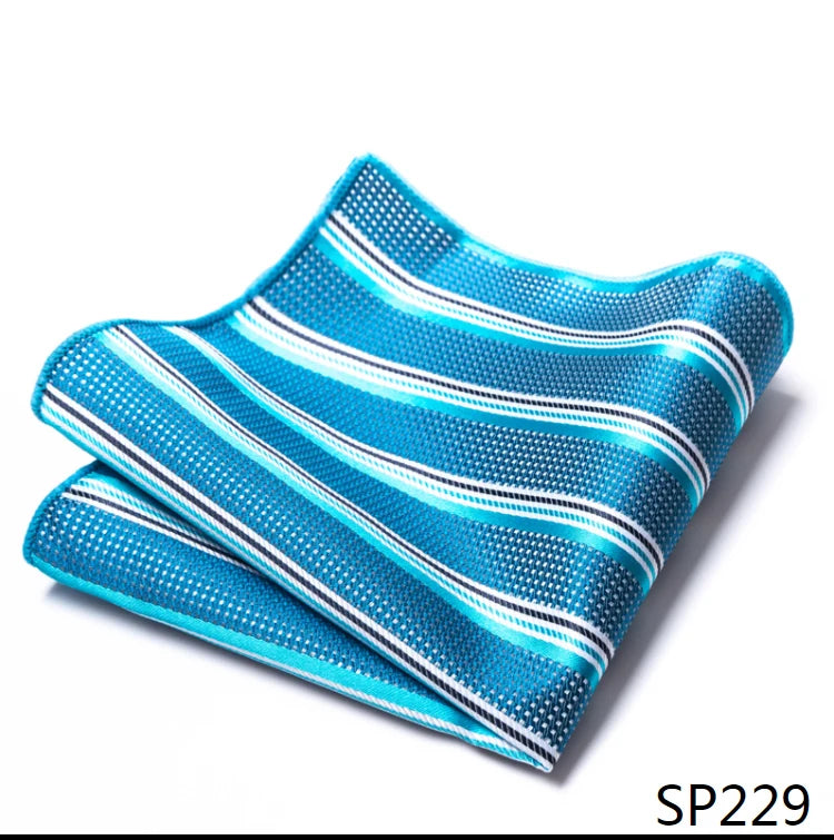 High Grade Brand Silk Kerchief Man Dark Blue Striped April Fool's Day Fit Formal Party Pocket Square Handkerchiefs Suit Hanky