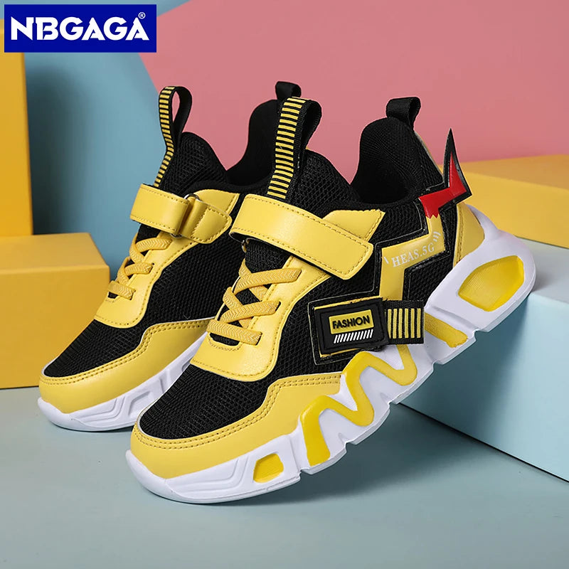 Cartoon Kids Shoes for Boys Mesh Sneakers Children Casual Sport Little Boy Running Tenis Yellow School Student Shoes 2023