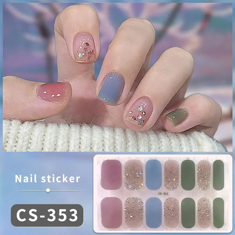 Full Cover Nail Stickers Fashion Nail Polish Nail Decoration Sparkling Glitter Self Adhesive Manicure Designer Nail Art Sticker