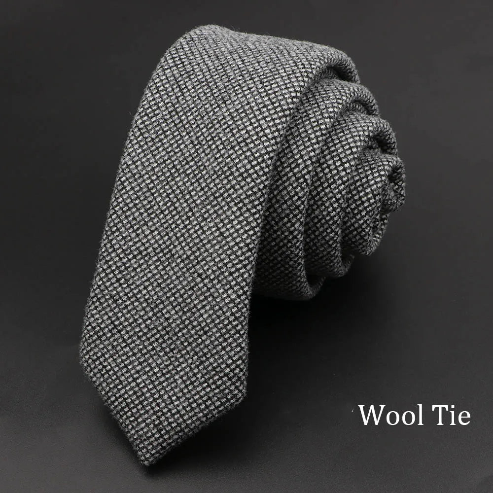 Original High Quality Solid Cotton Handmade Wool Ties Men Necktie Striped Narrow Collar Slim Cashmere Casual Tie Accessories