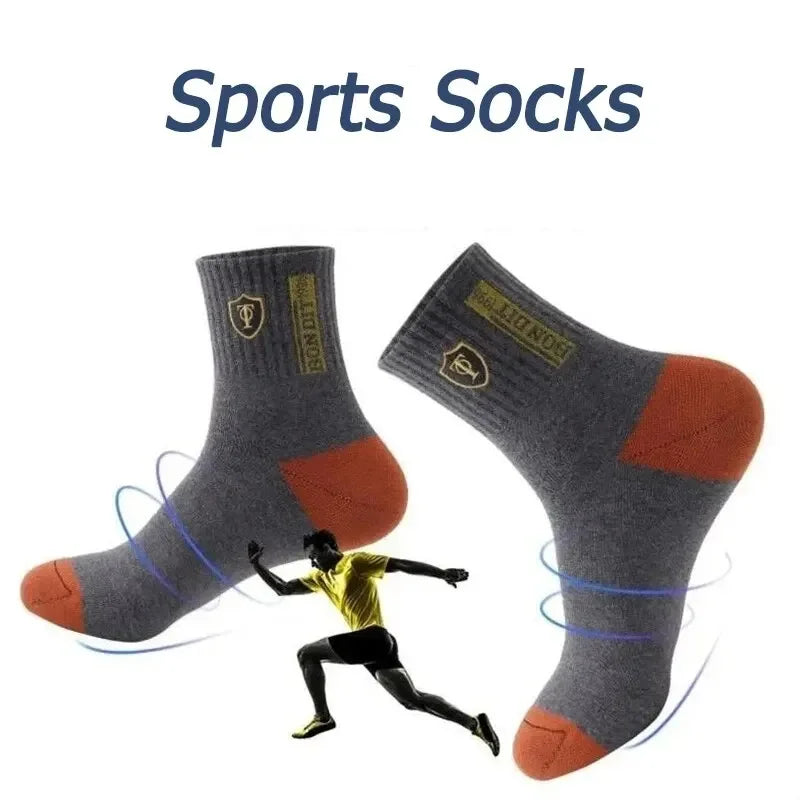 Hot sale Men's Sports Socks 5 Pairs Summer Casual Sweat Absorbent Comfortable Thin Breathable Middle Tube Basketball Socks