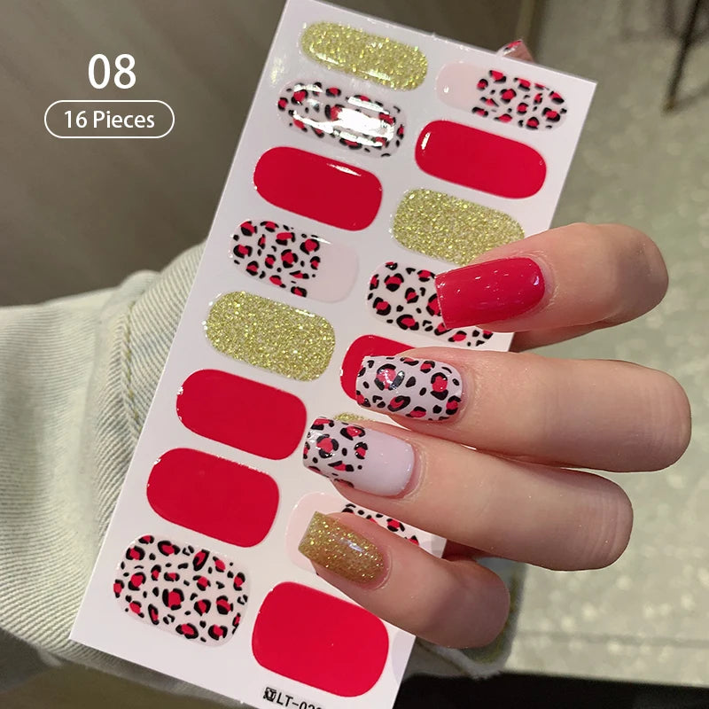 Full Cover Nail Stickers Fashion Nail Polish Nail Decoration Sparkling Glitter Self Adhesive Manicure Designer Nail Art Sticker