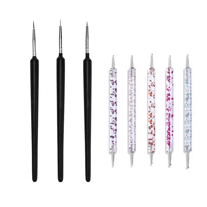 5/20Pcs Nail Art Brush Design Tip Painting Drawing Carving Dotting Pen Professional Nail Brushes Set Nail Art Manicure Tools