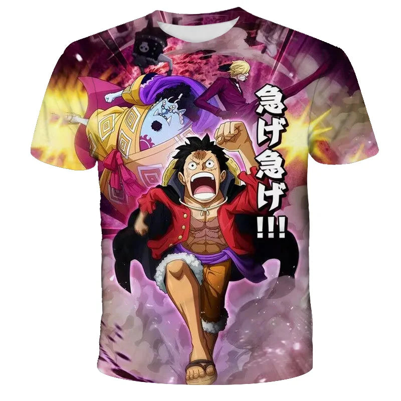 Japanese anime One Piece cartoon children's adult 3D printed top T-shirt One Piece boy cartoon cute top T-shirt