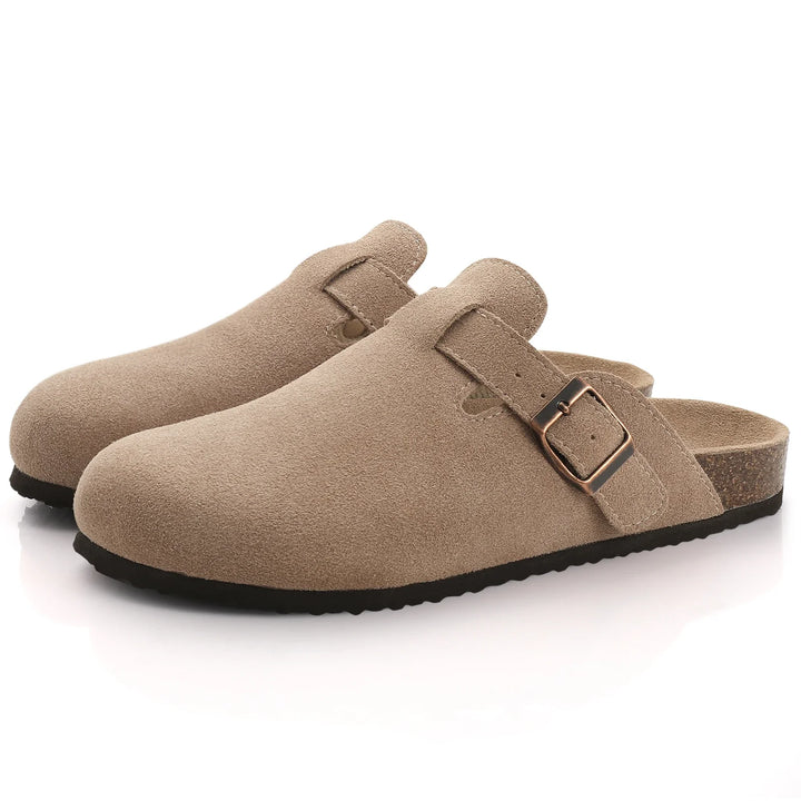 Crestar Cork Suede Mules Slippers For Women Fashion Men Clogs Shoes Classic Cork Antislip Outdoor Slippers With Arch Support