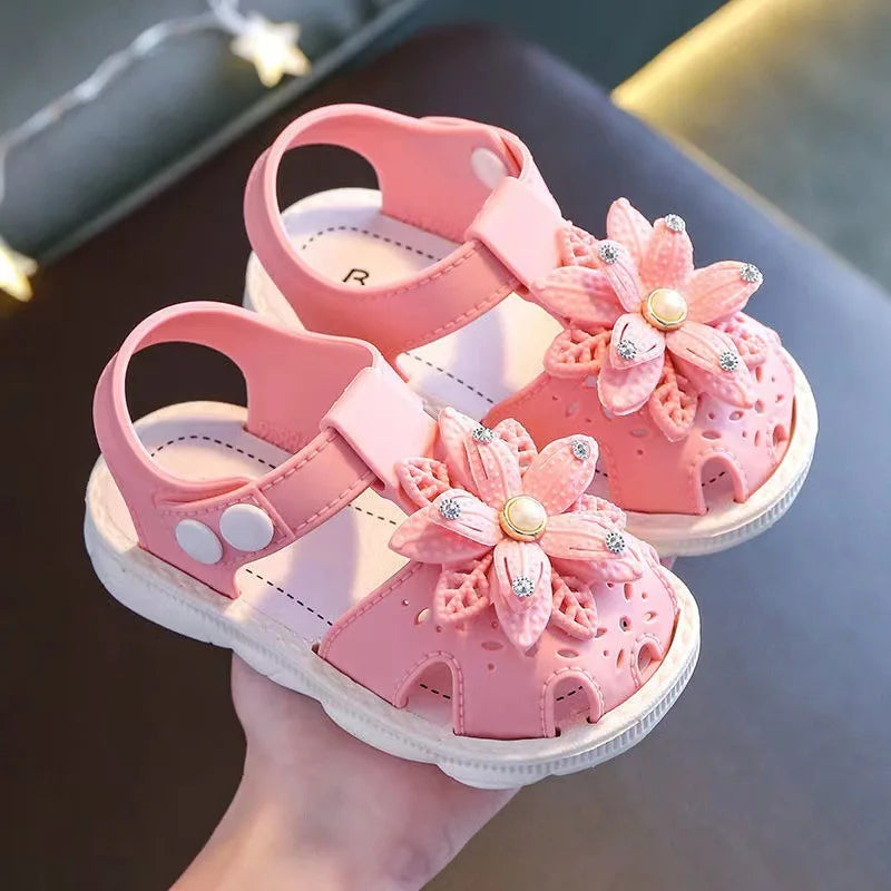 Solid Bow Children's Summer Shoes Cute PVC Beach Non Slip Sandals For Baby Girls Footwear Soft Infant Kids Fashion Sandals