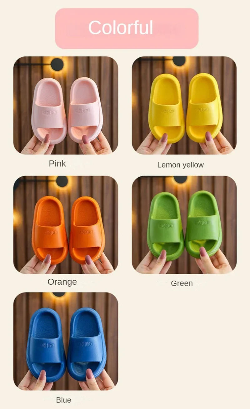 Summer Children Casual Slippers Solid Color Breathable Non-Slip Home Bathroom Beach Kids Soft Slippers Boys Girls Indoor Shoes