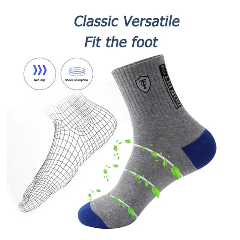 Hot sale Men's Sports Socks 5 Pairs Summer Casual Sweat Absorbent Comfortable Thin Breathable Middle Tube Basketball Socks