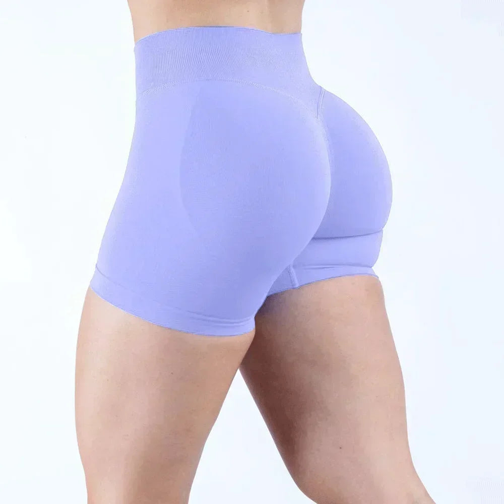 Impact Shorts 4.5" With Logo Low Ribbed Band Yoga Shorts Seamless Scrunch Bum Workout Gym Shorts Yoga Booty Running Short Pants