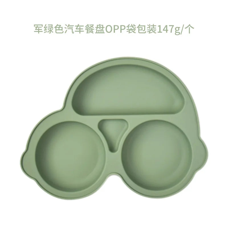 Baby Safe Silicone Dining Plate Suction Cartoon Children Dishes Feeding Toddler Training Tableware Retro Kids Smile Face Bowl