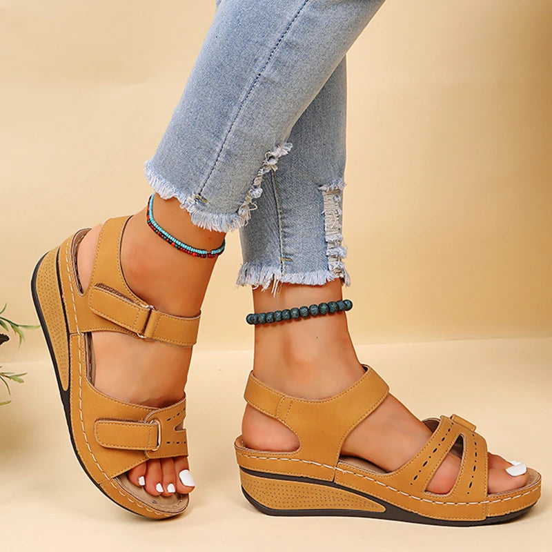 New Open Toe Fashion Women's Sandals Summer 2023 Soft Sexy Womens Sandals Wedge Buckle Women's Orthopedic Sandal Footwear Female