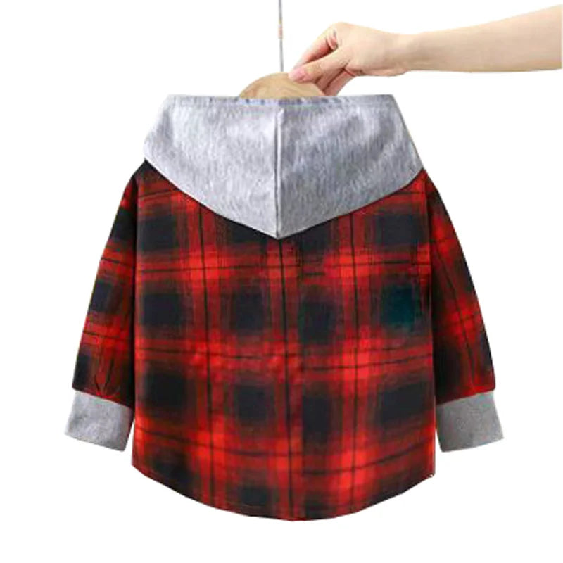 Paw Patrol Children's Hooded Shirts Kids Clothes Baby Boys Plaid Shirts Coat for Spring Autumn Girls Long-Sleeve Jacket Clothing