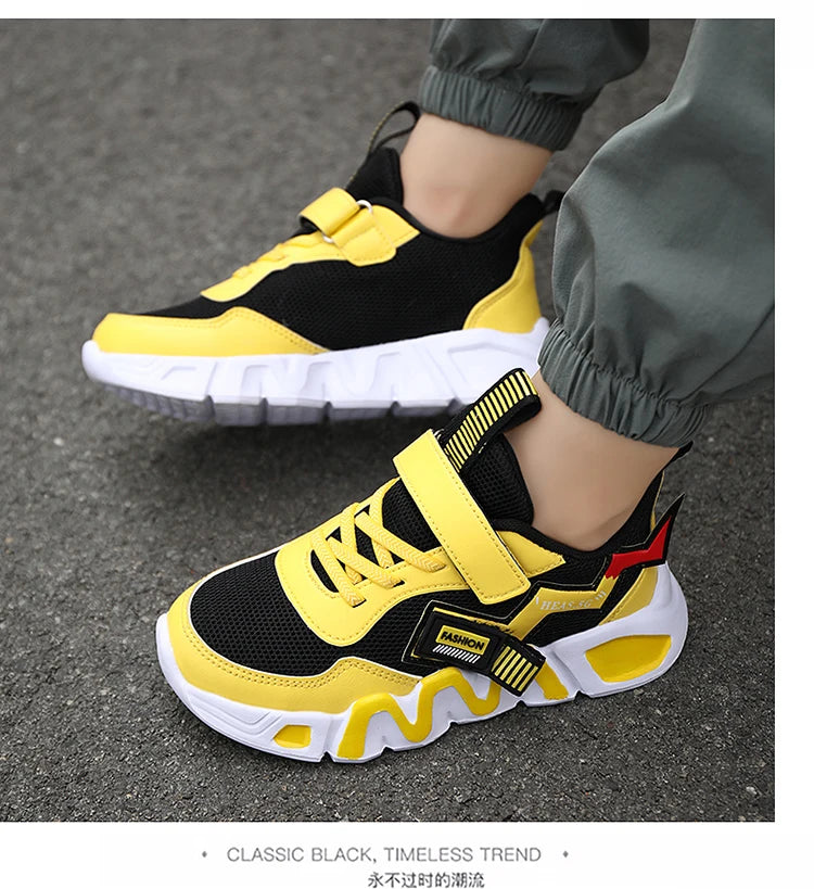 Cartoon Children's Sneakers Kids Fashion Boys Non-slip Casual Shoes Outdoor Breathable Student Walking Running Sneaker Yellow