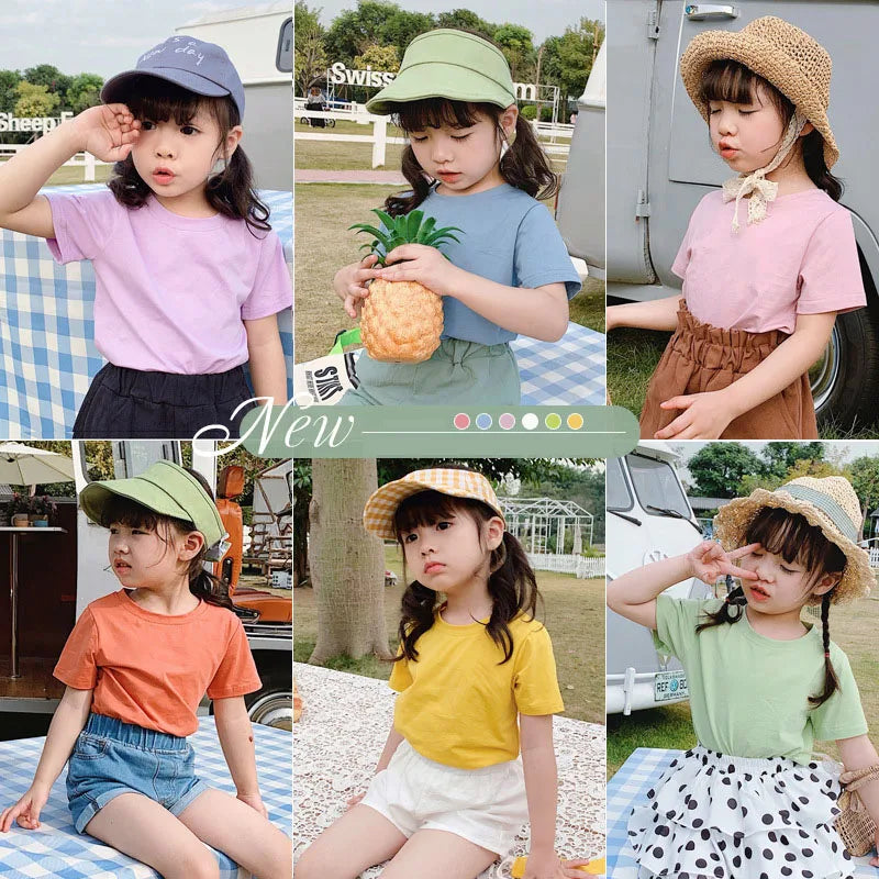 2-7T Toddler Kid Baby Boys Girls Clothes Summer Top Short Sleeve Cotton T Shirt Loose Infant Basic Tee Childrens Tshirt Outfits