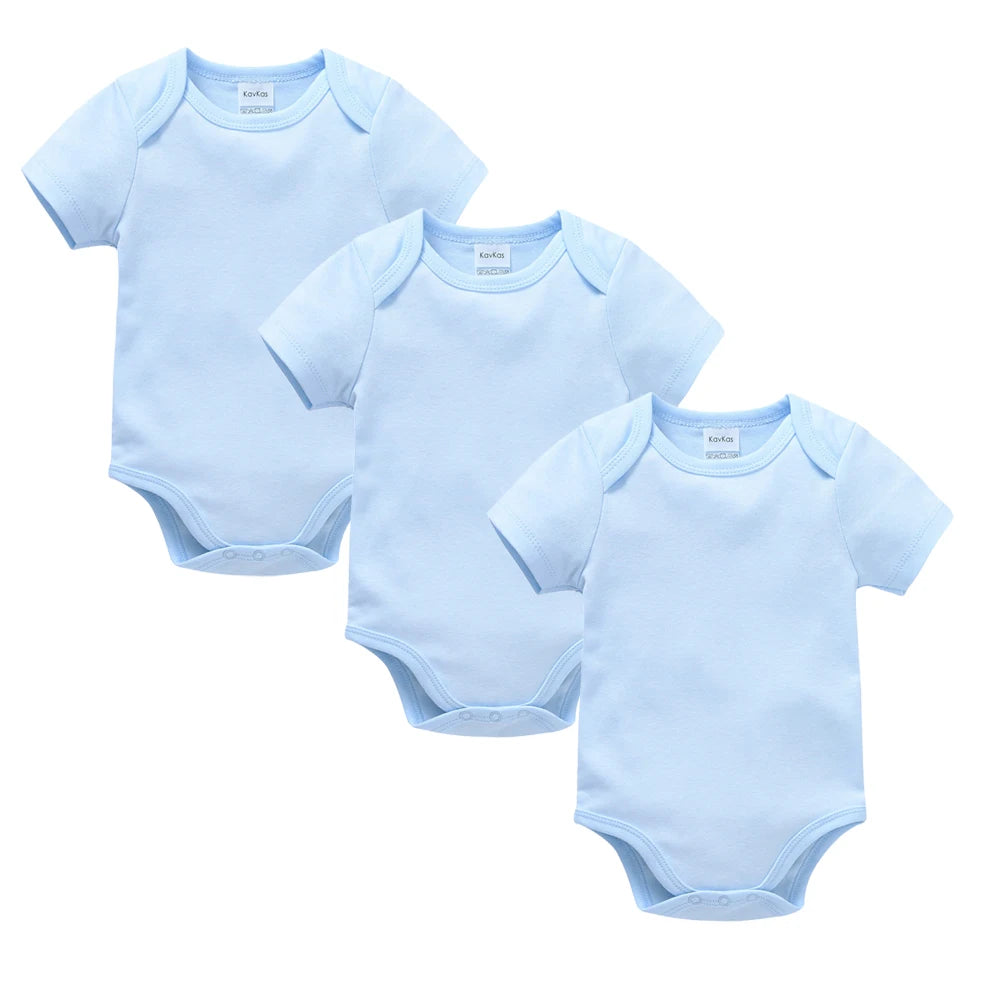 Kavkas 3PCS 5PCS Baby Boys Girls Clothes Solid White Short Sleeve Cotton Baby Bodysuits body bebe 0-24 months Newborn Jumpsuit