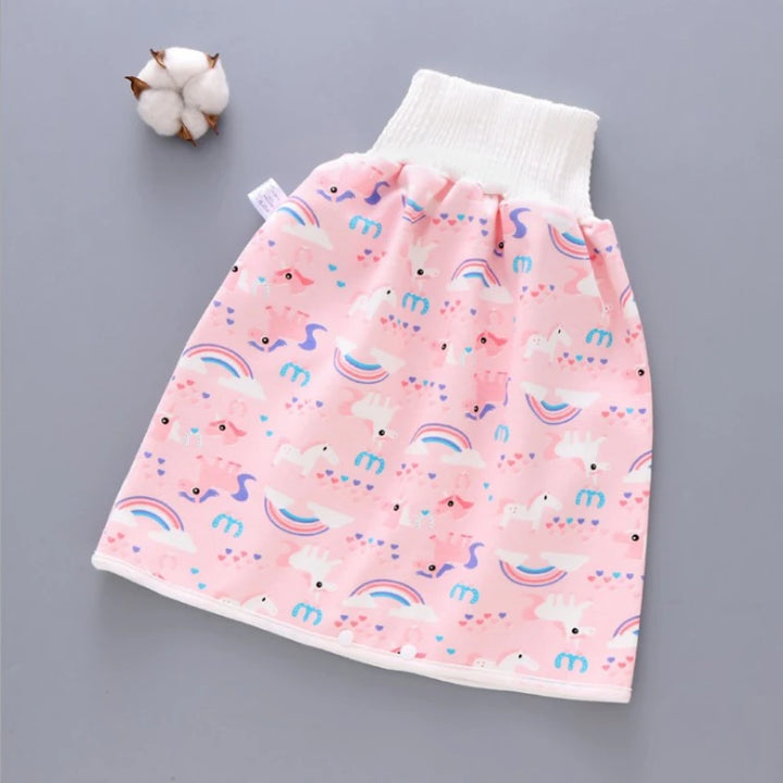 Cotton Diaper Skirt for Kids 0-12Y Waterproof Urine Reusable Pants with Cartoon Pattern Anti-Side Leakage Breathable Diaper