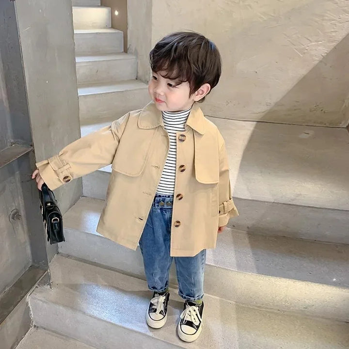 Fashion Baby Girl Boy Trench Cotton Infant Toddler Kid Windbreak Jacket Autumn Spring Child Dust Coat Baby Outwear Clothes 1-7Y