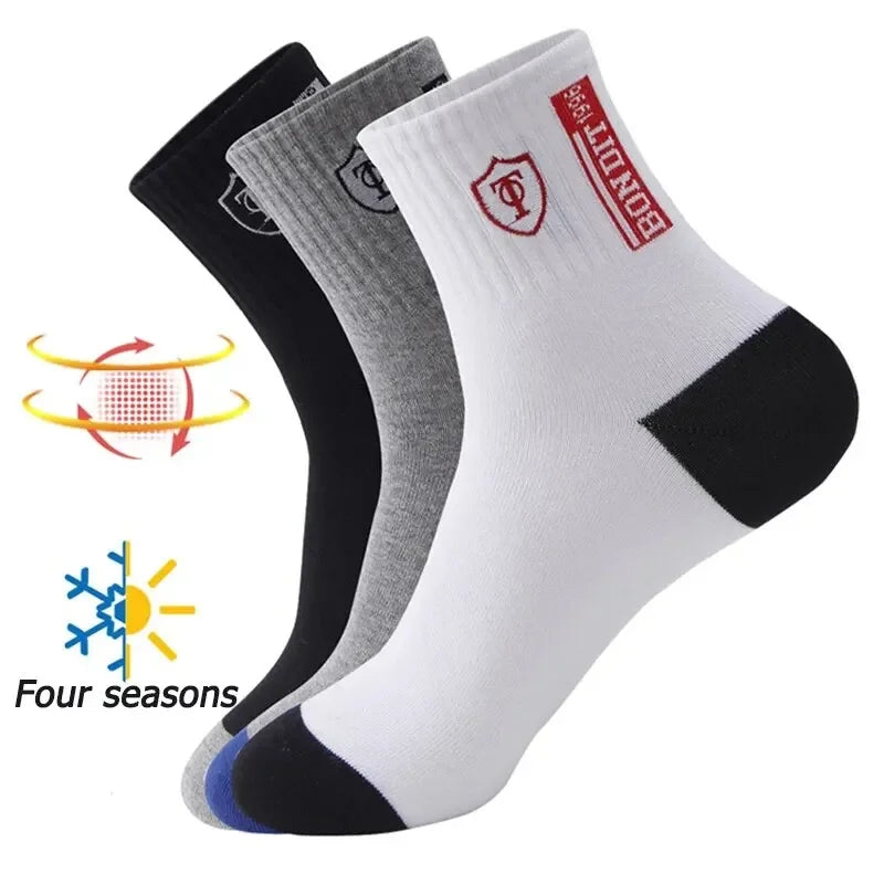 Hot sale Men's Sports Socks 5 Pairs Summer Casual Sweat Absorbent Comfortable Thin Breathable Middle Tube Basketball Socks