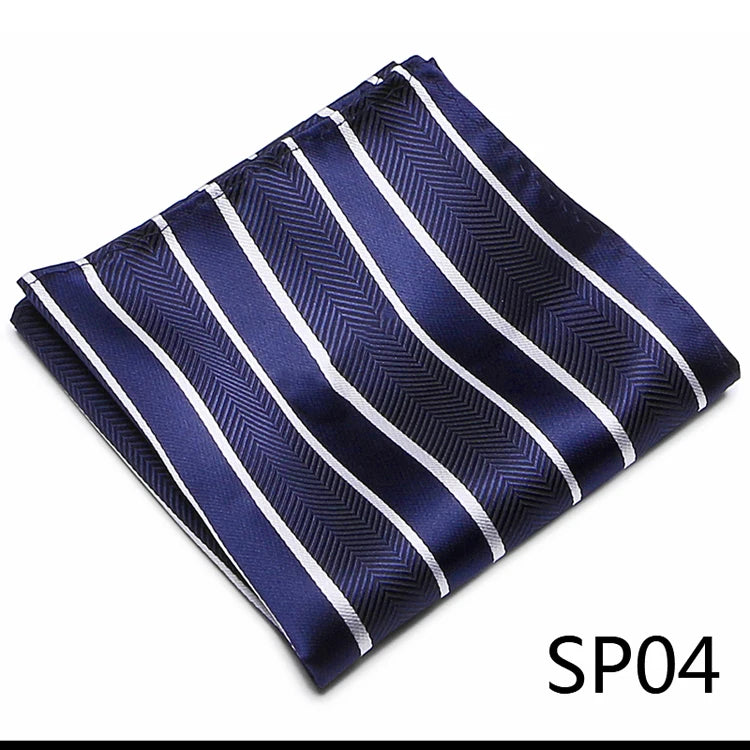 High Grade Brand Silk Kerchief Man Dark Blue Striped April Fool's Day Fit Formal Party Pocket Square Handkerchiefs Suit Hanky