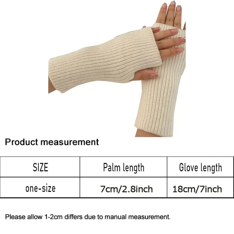 Solid Half Finger Gloves for Women Winter Soft Warm Wool Knitting Arm Gloves Writting Warm Mittens Handschoenen Guantes