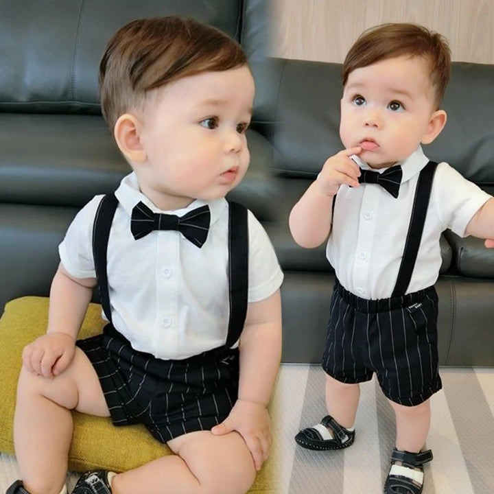 IENENS Toddler Birthday Party Clothes Baby Clothing Sets Boy Formal Dress Summer Shirts + Shorts Suits Kids Short Sleeve Outfits