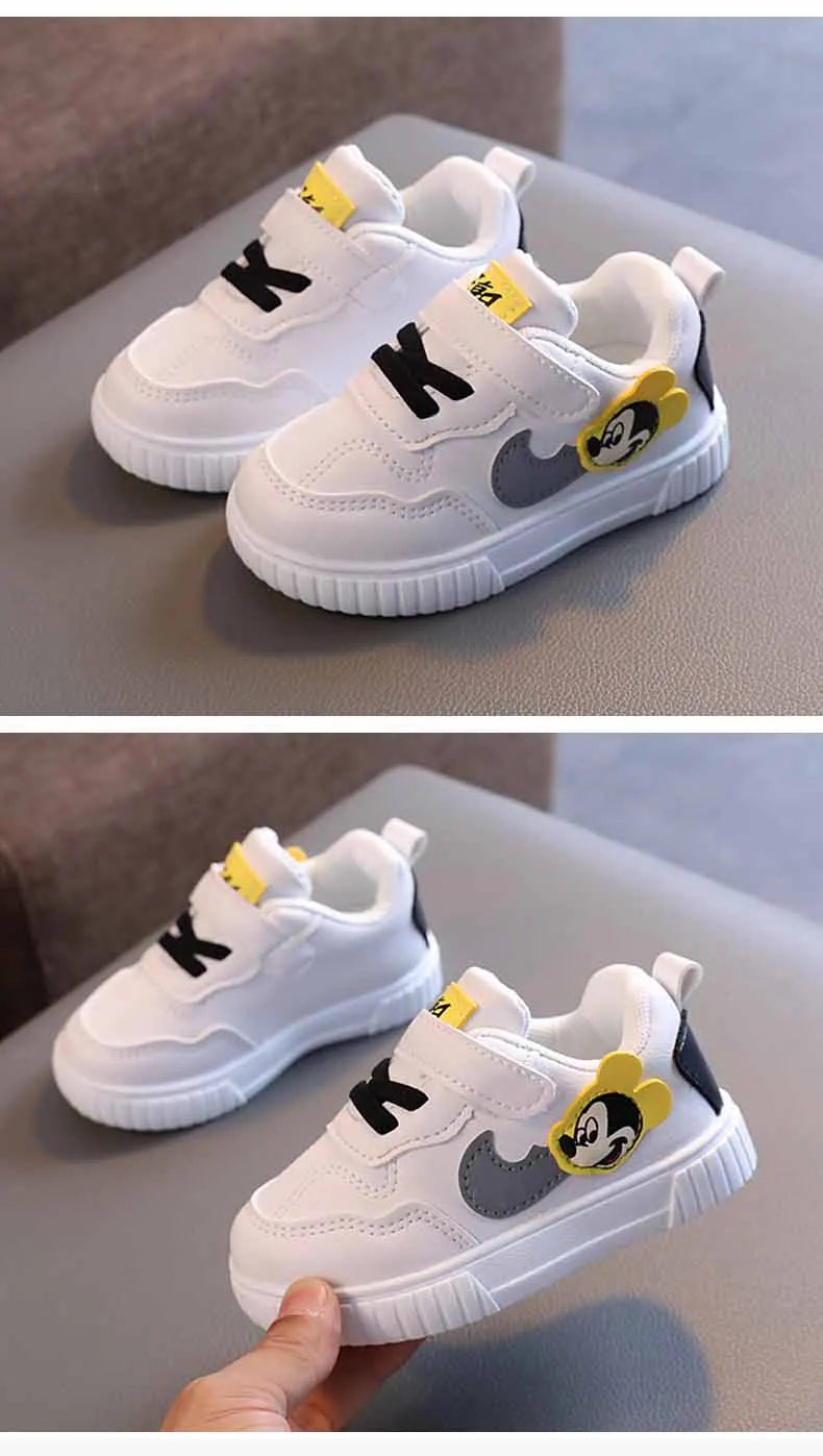 Disney Mickey Mouse Baby Trend Casual Shoes Girls Little White Shoes 0-2 Years Baby Boys Fashion Chic Soft Sole Walking Shoes