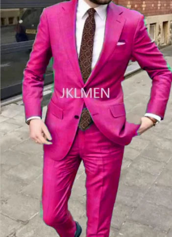 2025 Men's Suit   Handsome Casual 2 Piece Suit For Men Wedding Tuxedos Notched Lapel Groomsmen  Business  Prom Blazer