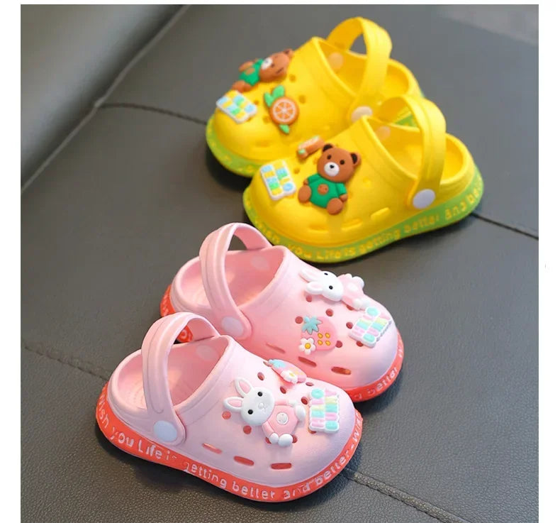 kids baby Girls Summer Sandals: Soft Sole Toddler children Indoor Slippers Cartoon Boys Breathable Hollow Shoes