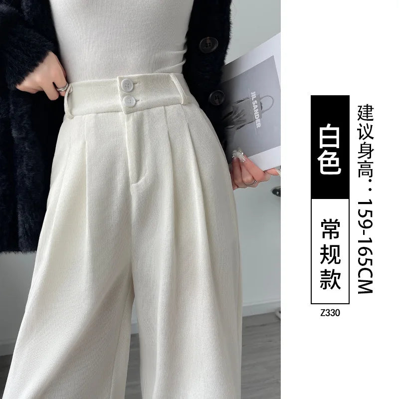 Pantalones de mujer high waisted women's pants, wide leg pants, autumn straight leg office women's pants, Korean fashion pants,