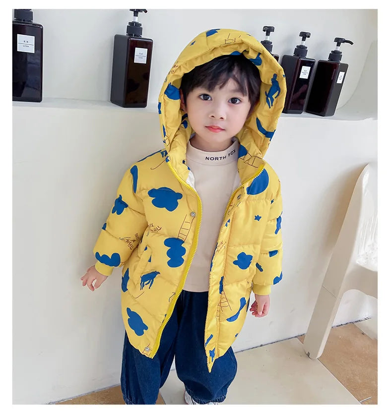 New Girls Boys Down Jacket Winter Coats Children Clothes Hooded Windbreaker Coat For Kids 2-7 Years Cotton Warm Outerwear