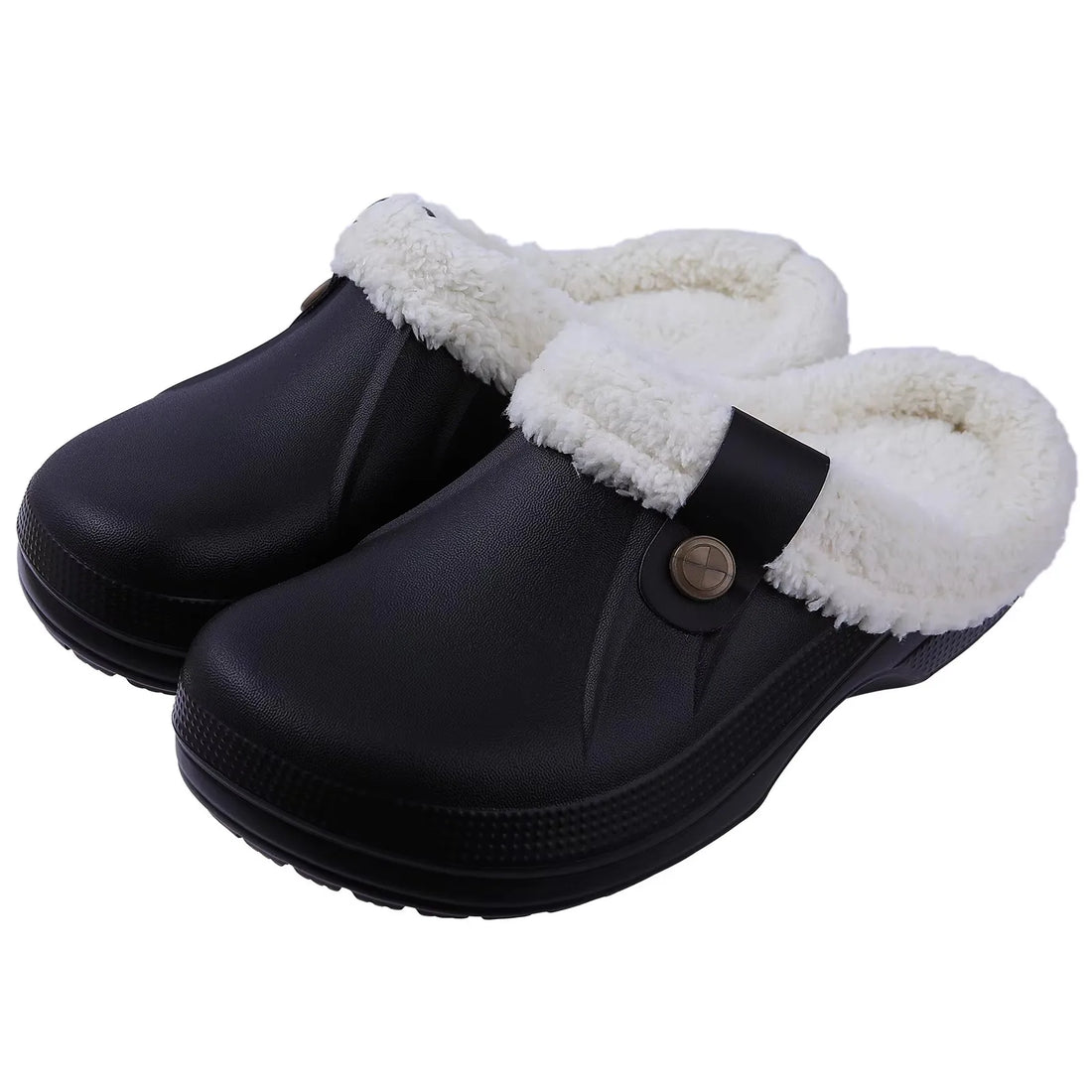 Crestar Women and Men Fur Lined Clogs Memory Foam Warm Fuzzy Slippers New Winter Waterproof Indoor Outdoor Comfortable Slippers