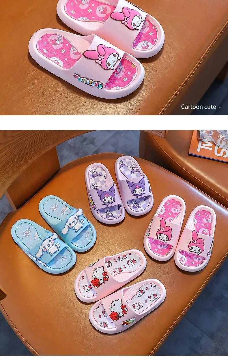 Sanrio Authorization Kuromi Children's Slides Summer Girls Indoor Non-slip Melody Baby Home Boys' Slippers Cute Outdoor Sandals