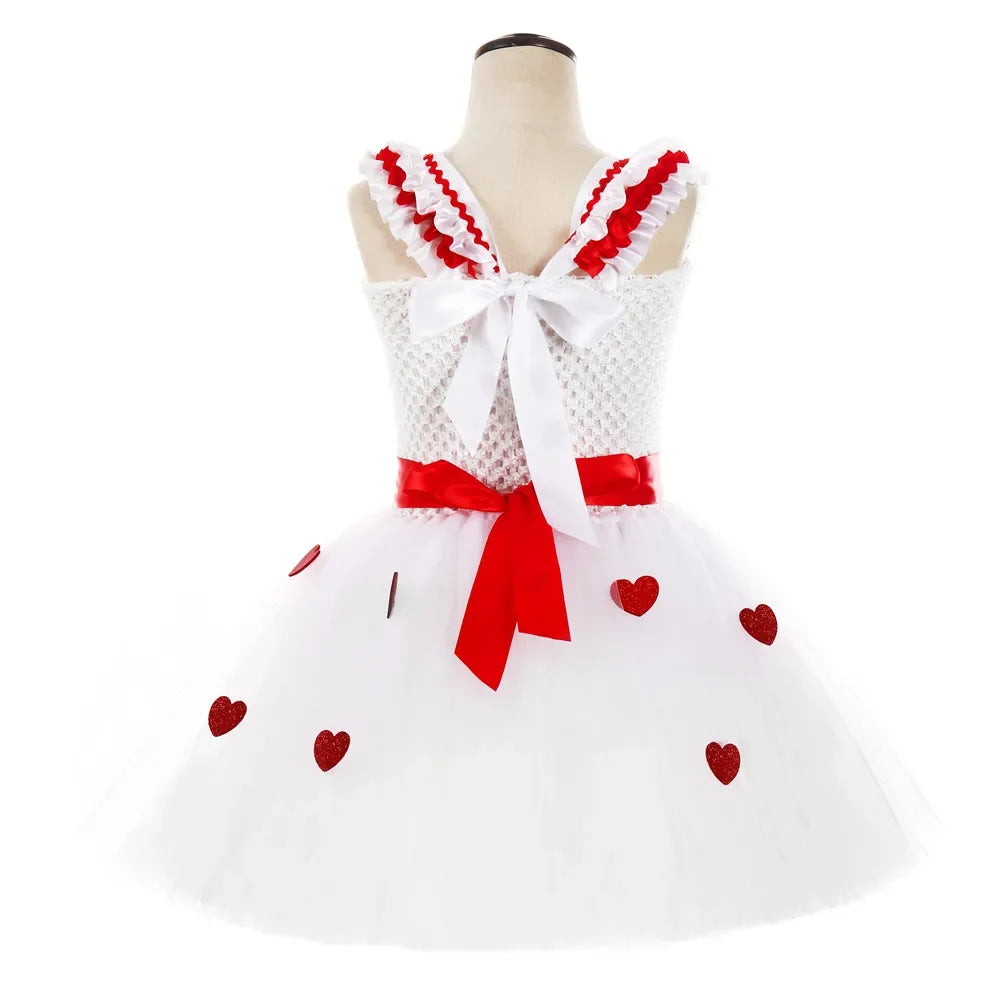 Toddler Baby Girls Valentine’s Day Princess Dress Sweet Love Heart Tutu Dresses Kids Valentines Wedding Birthday Party Costume