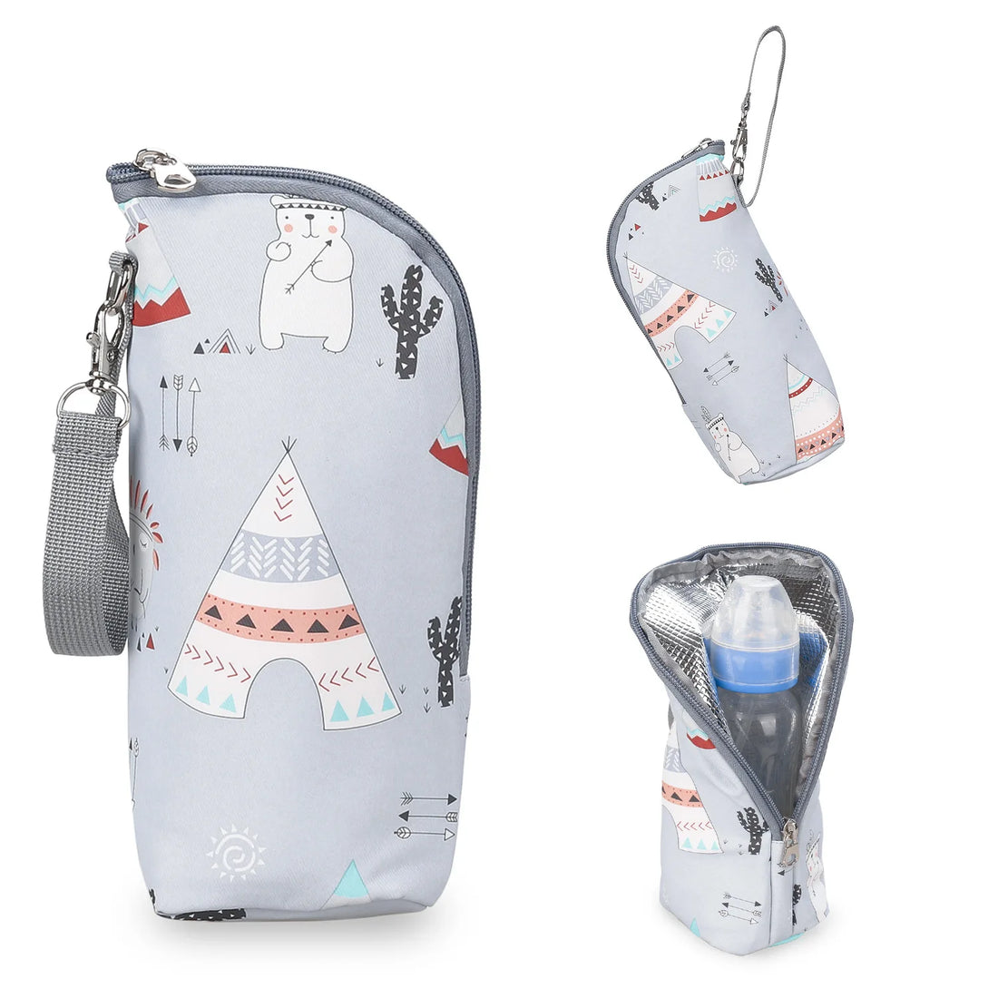 Baby Bottle Bag Portable Mother Feeding Bottle Warmer Baby Feeding Aluminum Mold Insulation Outing Stroller Hanging Bag