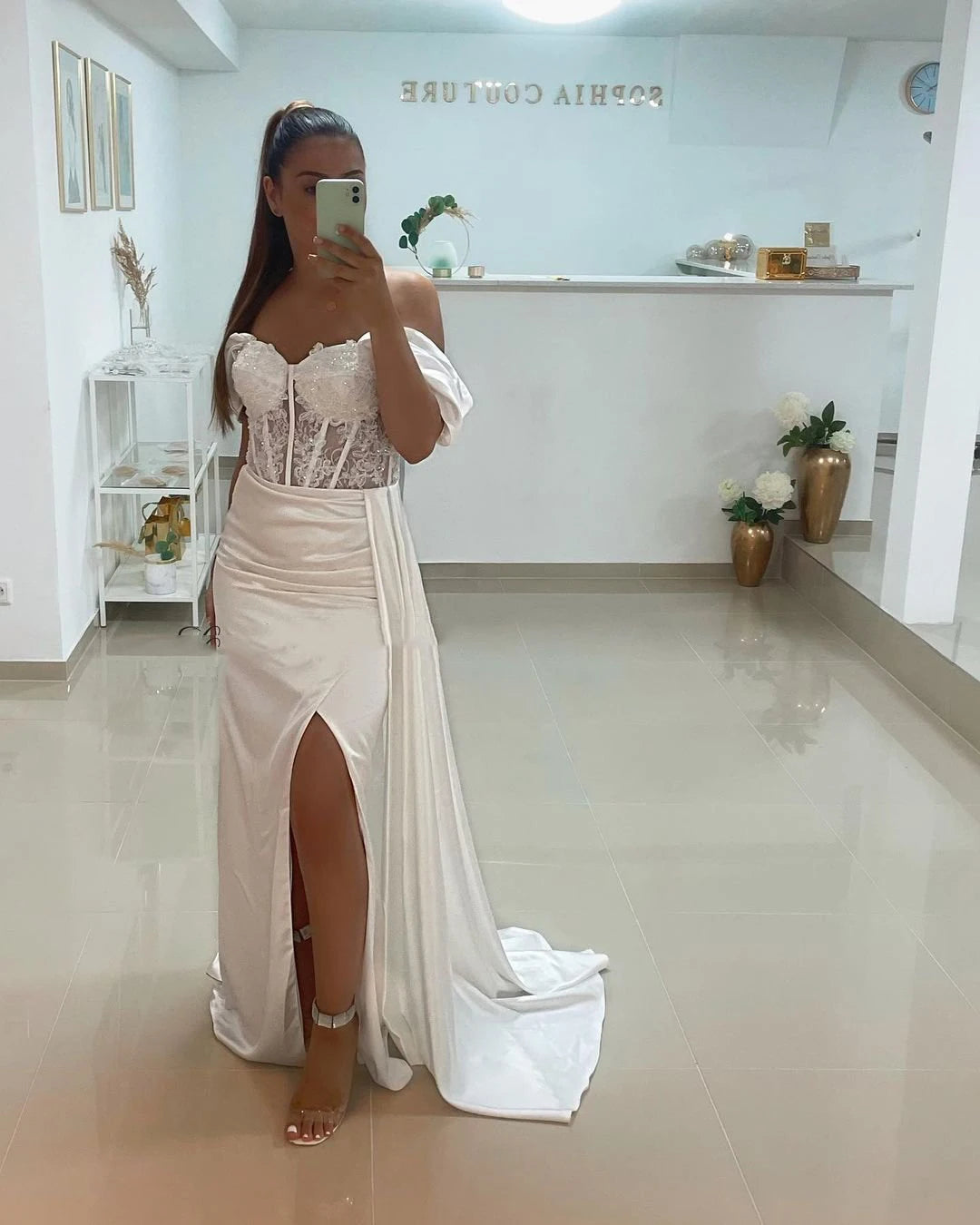 Thinyfull Sexy Prom Evening Dresses Long Off the Shoulder Party Dress Appliques High Split Cocktail Gown Saudi Arabia Customized