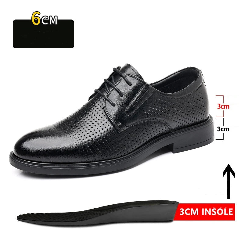 3/6/8 CM Elevator Shoes Men Dress Shoes Black Soft Leather Men Heighten Formal Shoes Casual Business Men Oxfords Suit Shoes